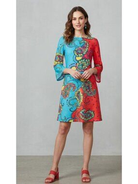 Muse Womens Red & Blue Paisley Dress Size 4